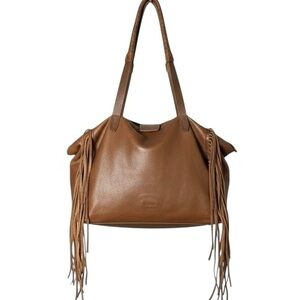 Vélez Leather Shoulder Bag Cognac‎ Brown Fringe